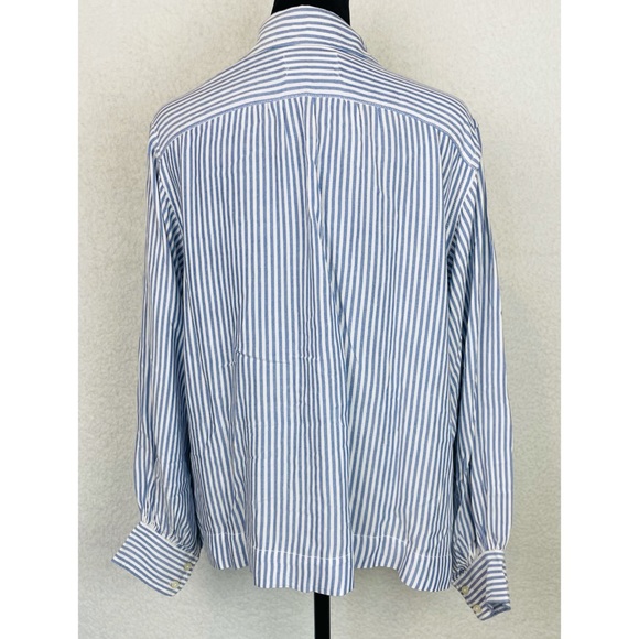 CURRENT/ELLIOTT • The Emmy Striped Half-Placket Long Sleeve Blouse, 2 - Picture 7 of 16